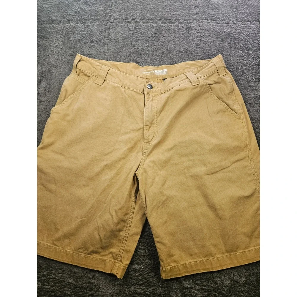 Carhartt Canvas Shorts Mens 38 Tan Rugged Flex Relaxed Fit Utility Workwear 8.5